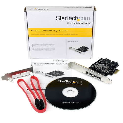 StarTech.com 2 Port PCI Express SATA 6 Gbps eSATA Controller Card - Dual Port PCIe SATA III Card - 2 Int/2 Ext StarTech.com 2 Port PCI Express SATA 6 Gbps eSATA Controller Card - Dual Port PCIe SATA III Card - 2 Int/2 Ext